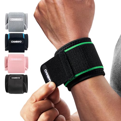 Image of CAMBIVO 2 Pack Wrist Brace for Carpal Tunnel with wraps, Black-Green | Wrist Support, Adjustable Wrist Wraps for Weightlifting, Tendonitis, Pain Relief, Sleeping, Night, Gym, Neoprene, Both Hands