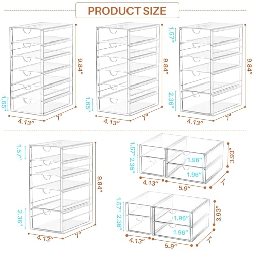Image of ARSTPEOE 30 Drawers, Acrylic Desk Makeup Organizer, Plastic Drawers Organizer, Stackable Storage Solution for Makeup, Dresser, Office, Bathroom Clear Plastic Craft and Bead Storage Cabinet