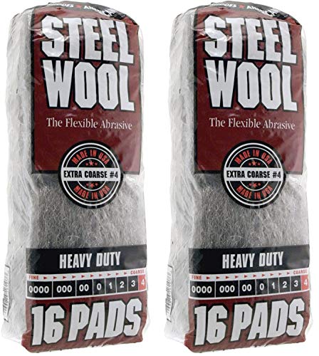 Homax Products 4 4 Homax Steel Wool Pad, No Grit, Gray (2)