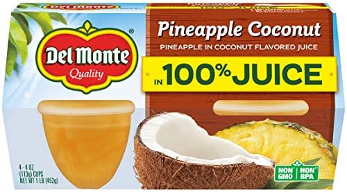 Del Monte Pineapple Coconut Fruit Cup Snacks, 4 Ounce Cups - 24 Count