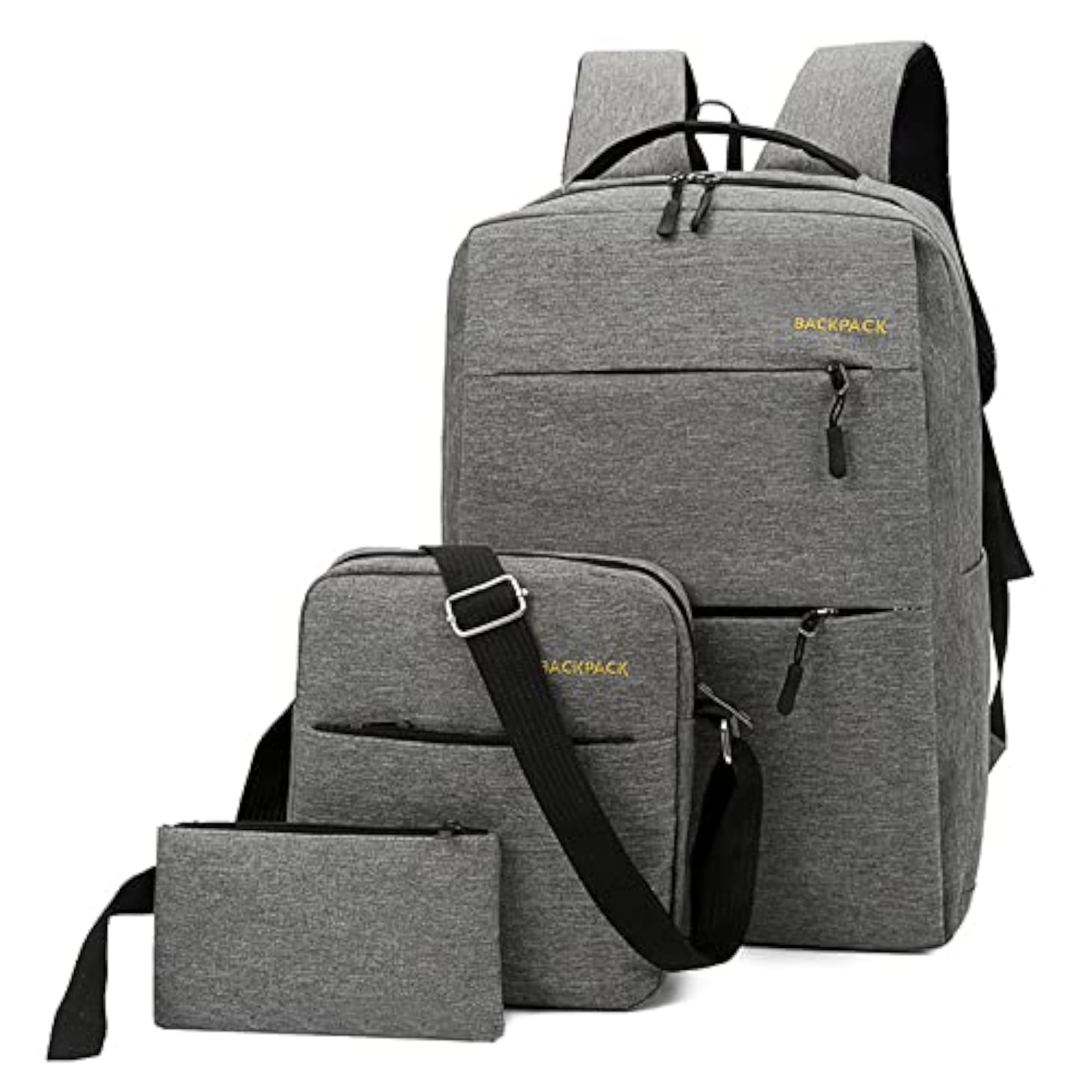 3 pcs Backpack Combo Set with USB Charging Port, Travel Bag