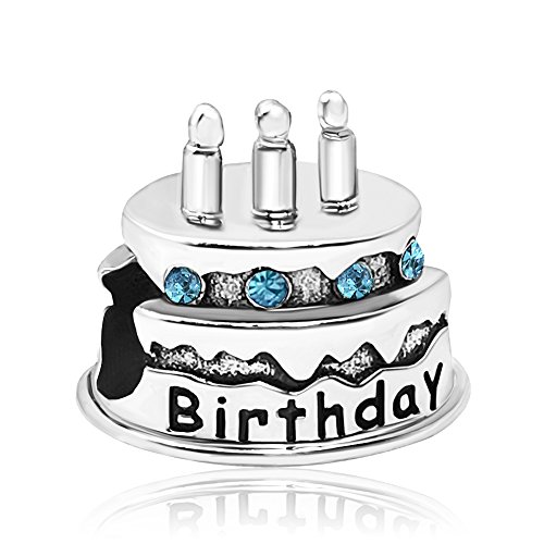 JMQJewelry Birthstone Charm Birthday Cake March Charms for Bracelets Women Jewelry