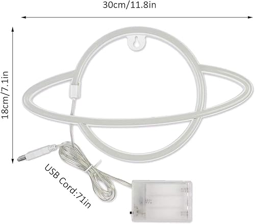Miniatura 6 de Letreros de neón de planeta de neón de planeta, letrero de pared de planeta verde, luces de noche de neón para colgar en la pared, luz de neón de