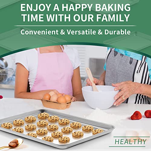 Baking Sheets Set Of 2, Hkj Chef Cookie Sheets 2 Pieces Stainless Steel Baking Pans & Toaster Oven Tray Pans, Rectangle Size 20L X 14W X 1H Inch & Non Toxic & Healthy & Easy Clean… #TOP6