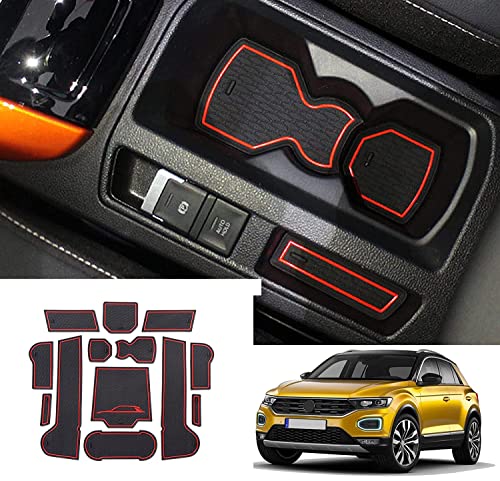 Ruiya Compatible con VW T-Roc T Roc 2018-2022 Alfombrillas Antideslizantes, T Roc Alfombrillas para Ranuras de Puerta Alfombrillas de Goma Antideslizantes T-Roc Accesorios para Coche