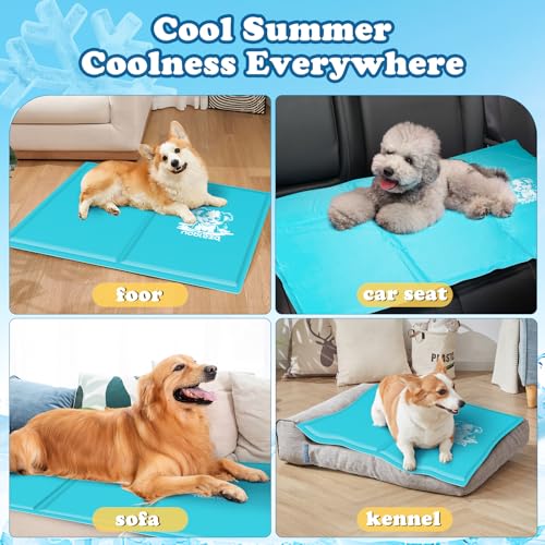 Nobleza Kühlmatte für Hunde, 120x80cm Kühldecke Hund Selbstkühlend Ungiftige mit Gelauflagen Welpe Katzen Haustiere Kühlmatratze für Sommer, Hellblau, XXL