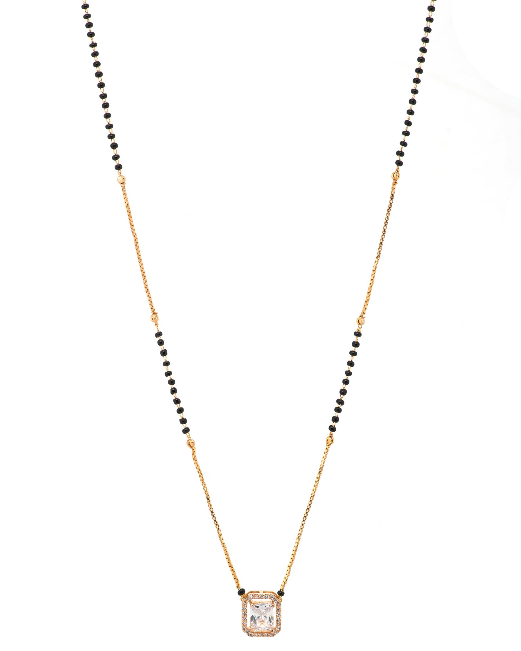 White Crystal and Solitaire American Diamond Mangalsutra for Women