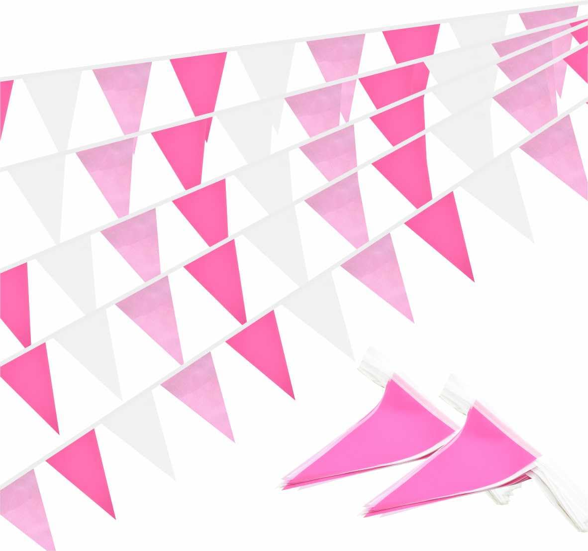 Wimpelkette, Wimpelkette, Dreiecksflagge, Dekoration für Hochzeit, Geburtstag, Babyparty, große Öffnung, 60 Stück