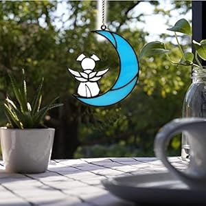 Dog Memorial Gifts for Loss of Dog Hanging Pet Sympathy White Angel Dog on Moon Acrylic Beverage Rememberance Suncatcher Ornaments Decor Window Wall Gift for Dog Lover Cucciolini Doodles Dog memorial gifts for loss of dog hanging pet sympathy white angel dog on moon acrylic beverage rememberance suncatcher ornaments decor window wall gift for dog lover cucciolini doodles