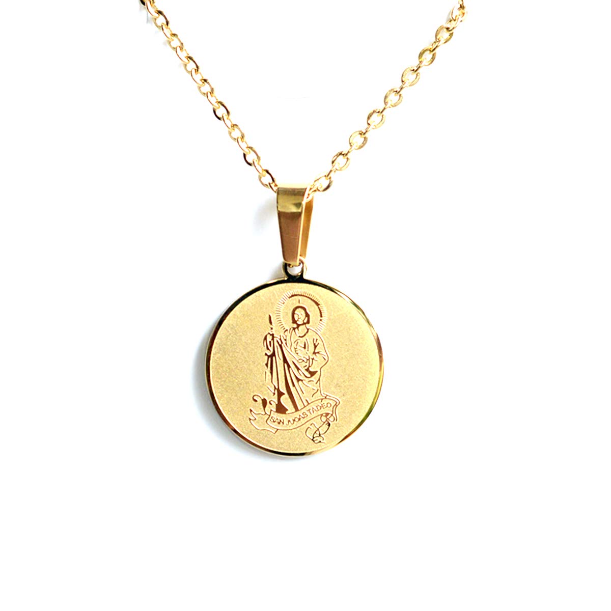 Catholic Town stainless steel St Jude Thaddeus Medal Necklace with chain (Available in Gold and Silver colors)