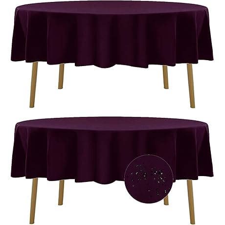 Fokitut Set of 2 Waterproof Round 70-Inch Tablecloths