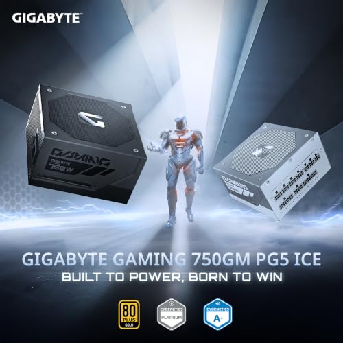 Image of GIGABYTE Gaming 750GM PG5 ICE ATX 3.1 & PCIe 5.1 Ready Fully Modular 750W Power Supply - 80 Plus Gold & Cybenetics Platinum Certified, Dual Color 12V-2x6 Cable, T-Guard, 10 Year Warranty - White