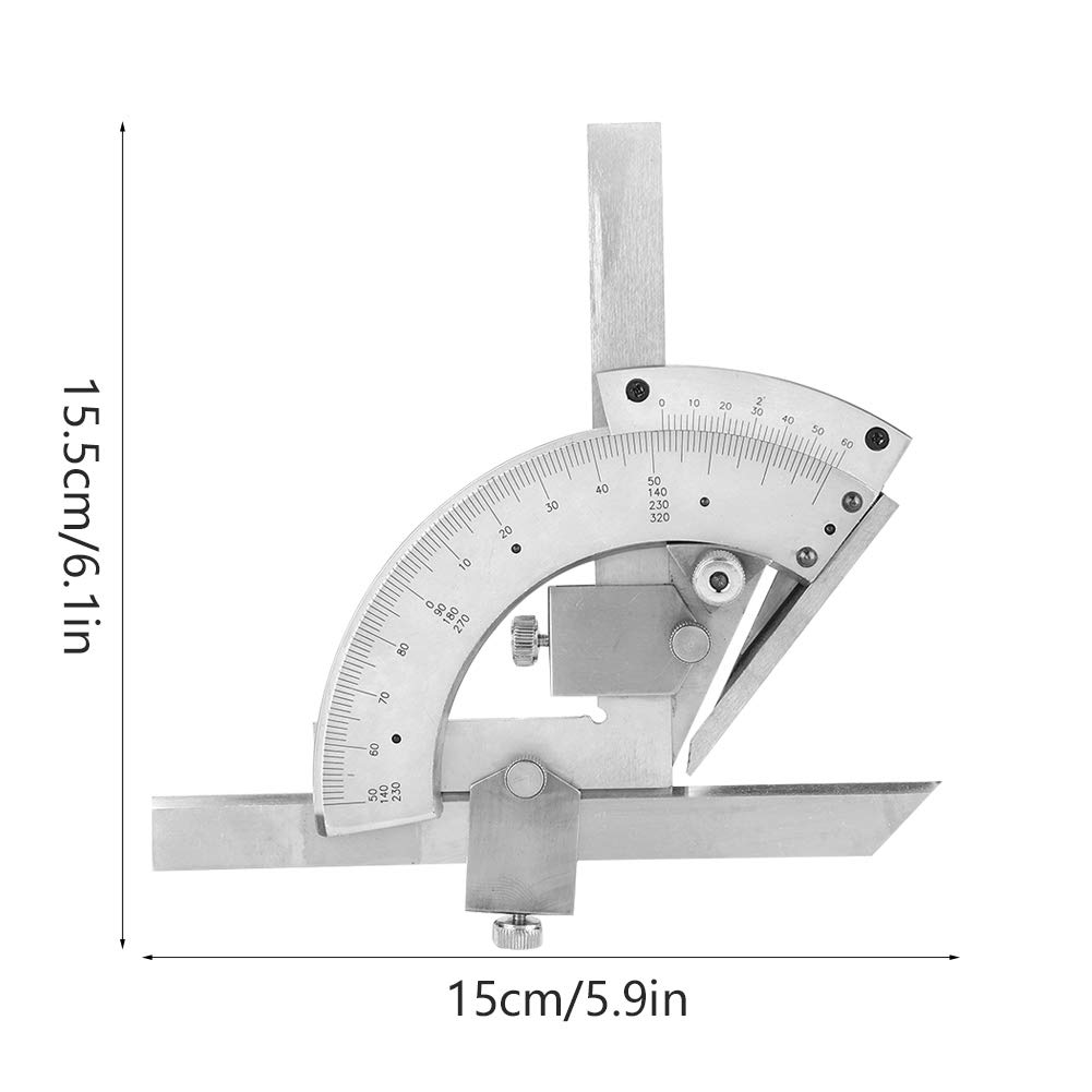 FTVOGUE Règle de Recherche d'angle de réglage Fin en Acier au Carbone 0-320 ° Mètre de rapporteur de biseau