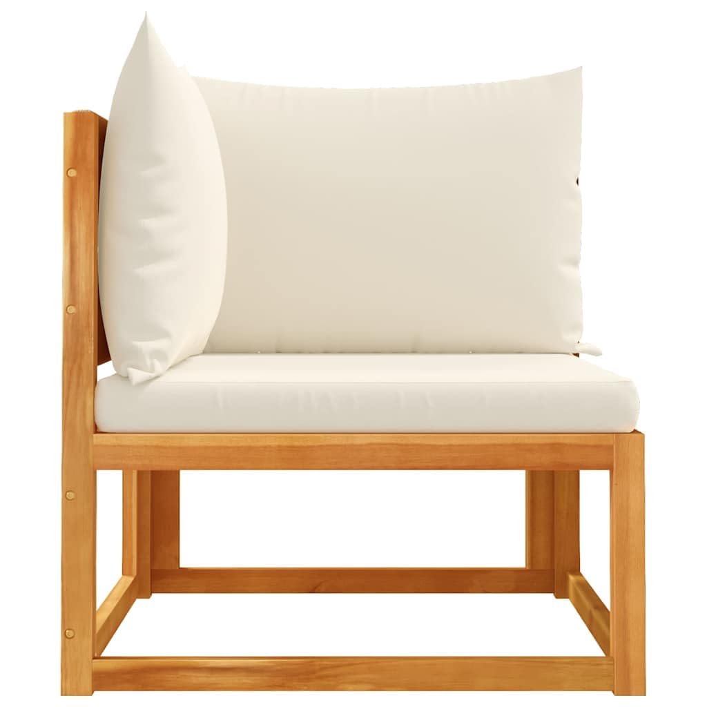 Divano da giardino angolare in legno di acacia e corda, divano angolare esterno con cuscini sfoderabili lavabili, poltrona d'angolo modulare per patio terrazza, seduta resistente alle intemperie