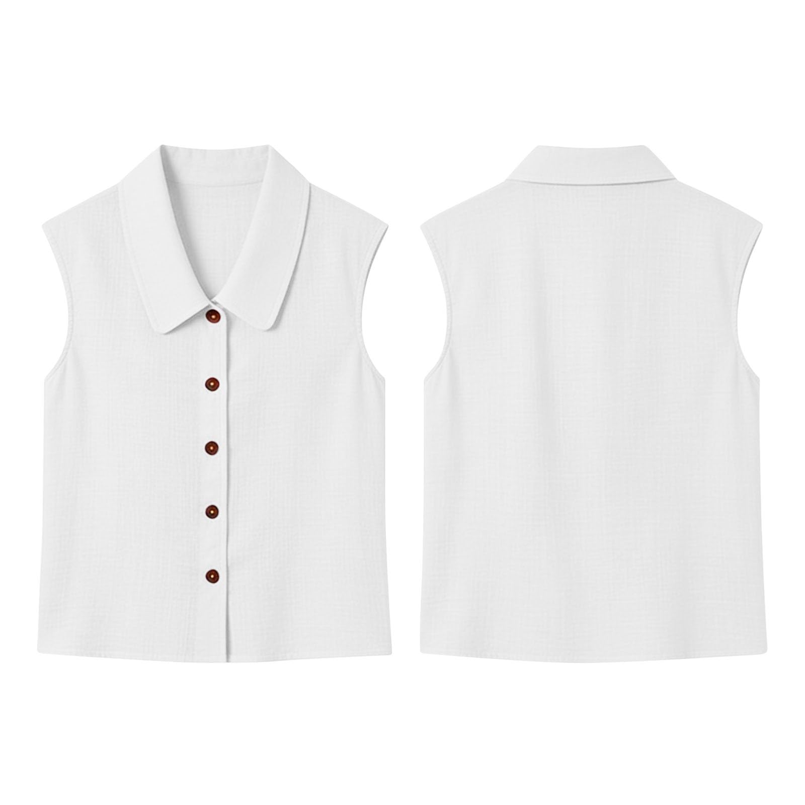Chemisier Femme Chic et Élégant sans Manches - Chemisiers et Blouses Femme D'Été Coupe Fluide Respirant Col en Revers Bouton Lâche Respirant Couleur Unie Décontracté Tunique Tops pour Tenues Estivale