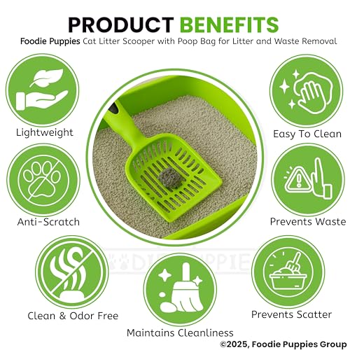 Image of Foodie Puppies Durable Cat Litter /Poop Scooper - (Color May Vary) | Easy to Scoop, Comfortable Grip Handle | Scoop Cum Shovel Suitable for Cats, and Kittens (Scooper with Poop Bag)