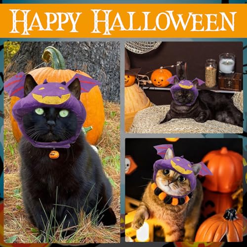 Sombrero para mascotas Halloween Murciélago pequeño ajustable miniatura 3