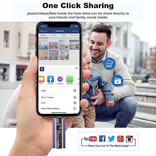 Image of EATOP USB 3.0 Flash Drive 1TB Intended for iPhone iPad, USB Memory Stick External Storage Thumb Drive Photo Stick Compatible with iPhone /iPad /Android and Computer (Dark Purple)