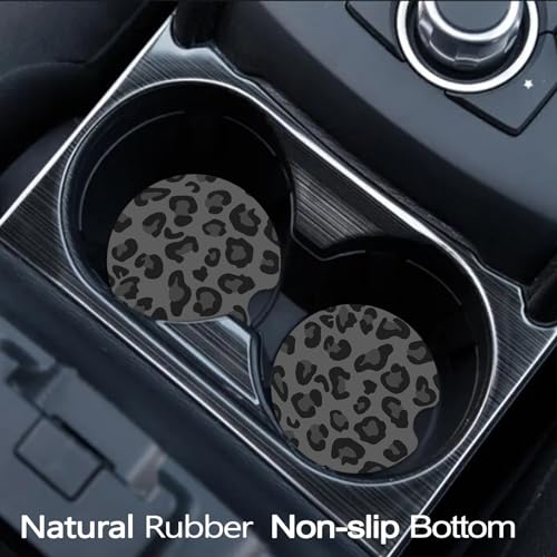 Portavasos para carro caucho negro leopardo 2 piezas miniatura 2