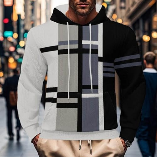 Pull à capuche homme imprimé graphique grande taille casual