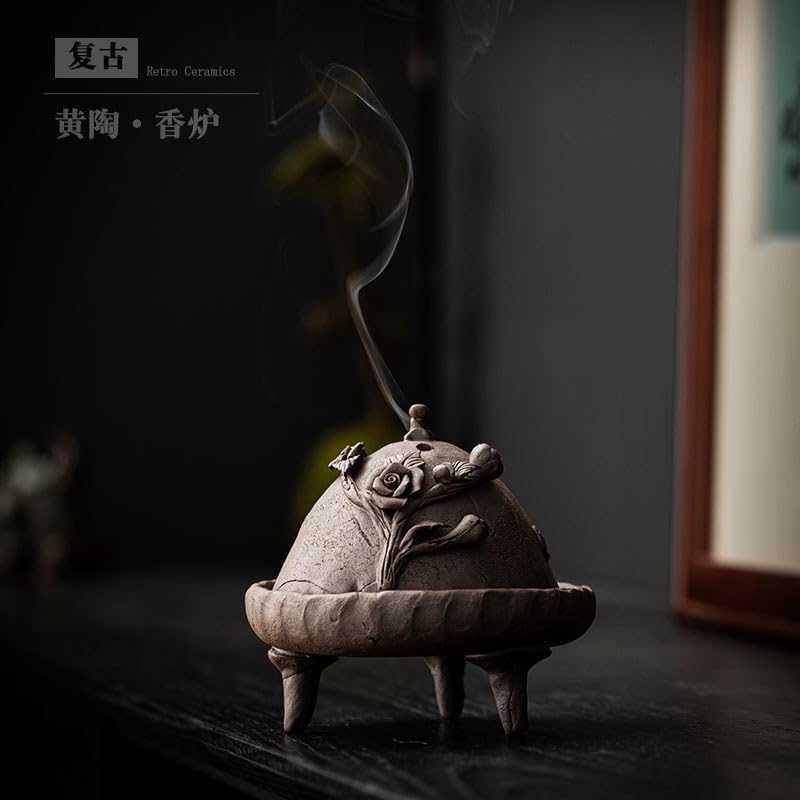 Amazon.com | 手工粗陶香炉家用陶瓷炉盘香炉线香功夫茶具Kung fu tea
