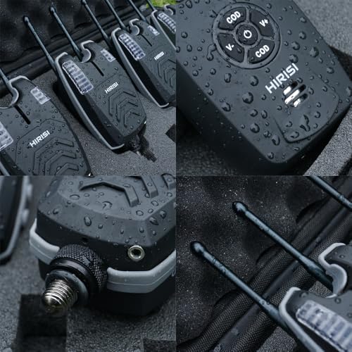 Hirisi Tackle Carp Fishing Wireless Alarm Set, 4 Alarms and 1 Receiver, Fully Functional Bite Alarm Fishing with Radio (SX1-4) - Image 2