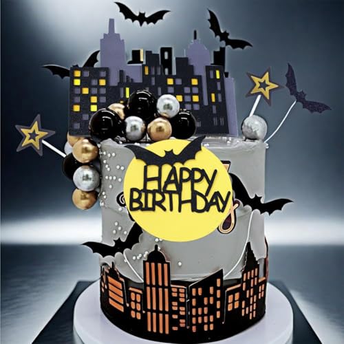 Lot de 45 décorations de gâteau de fête sur le thème de chauve-souris pour anniversaire d'enfant - Convient pour tous les types de décorations de gâteaux...