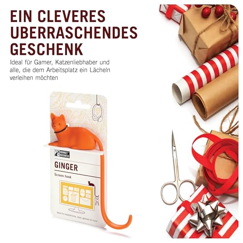 Monkey Business Ginger The Cat Tail Hook für Computer-Bildschirm, Schreibtisch Kopfhörer Aufhänger, passt Jede Enge Räume, hängen Schlüssel, Zubehör in Reichweite (Orange)