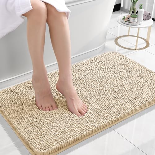 OLANLY Bathroom Rugs 24x16, Extra Soft Absorbent Chenille Bath Rugs, Rubber Backing Quick Dry...