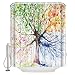 Colorful Tree Art Print Four Seasons Shower Curtain, 84 Inches Extra Long, Polyester Fabric, Bath Decorations Bathroom Decor Sets with Hooks
