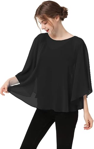 Miniatura 4 de Capas para mujer, chal de gasa casual, capa transparente, chal y envoltura, poncho