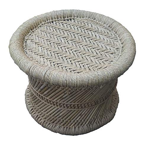 KSM Anupam Enterprises Eco-Friendly Handicraft Cane Bar Bamboo Chair/Stool/Muddha/Mudda for Outdoor/Indoor/Furnishing/Color: Multi-Colored 1 Piece (10 inch Height)