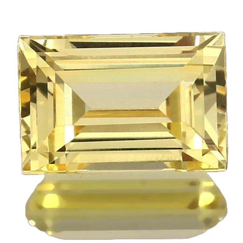 Saphir jaune naturel baguette émeraude 12x8 mm d'exception pour bague