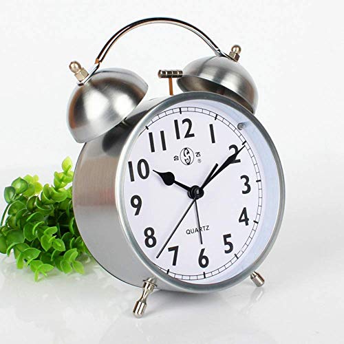 Wecker Nachtbatteriebetriebene 4-Zoll große Dial No Noise Wecker Mini-Analog-Quarz mit kleinen Nachtlicht Kreatives
