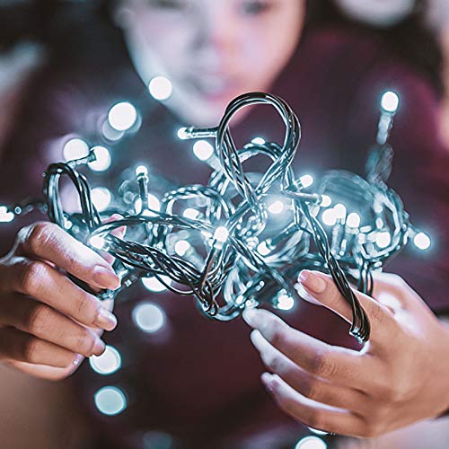 Preisvergleich Produktbild TOFU Außen & Innen 10M 100LEDs Lichterkette Weihnachtsbeleuchtung, IP44 Wasserdicht, Lichterkettenvorhang LED Dekorative für Weihnacht, Party, Schlafzimmer, 8 Modi(2. Kaltweiß, 1 Packungen)