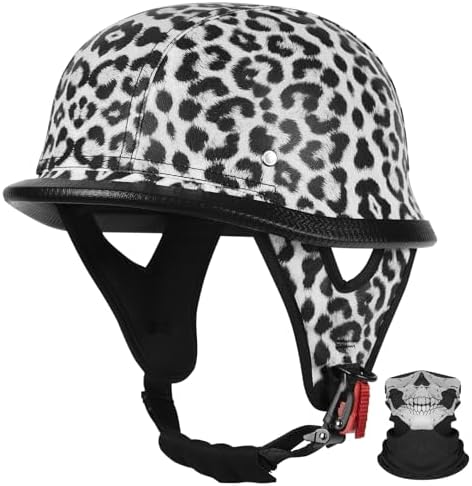 Medio casco de cuero alemán vintage para hombres y mujeres, casco abierto aprobado por DOT, casco de motociclista retro para crucero, Chopper,