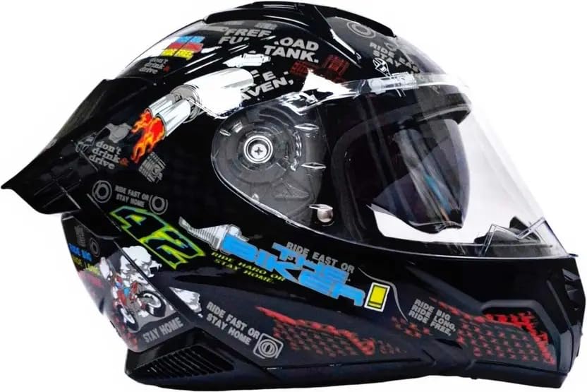 Image of Super B DX Full Face ISI Marked ABS with Unbreakable Dual Visor Motorbike Helmet (Multicolor)