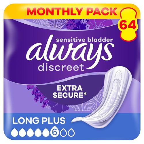 Always Discreet Incontinence Pads Women Long Plus 64 Count