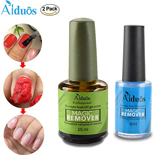 2Pcs Magic Nail Polish Remover Professional Removes Soak-Off Base Matte Top Coat Gel Polish in 3-5 Minutes Nail Art Primer Lacquer Nails Salon No Hurt Your Nails