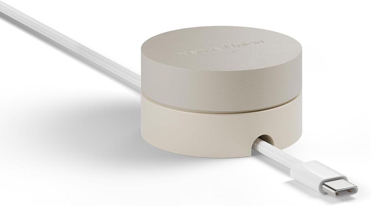 Weighter – Cable Weight/Holder Desk Accessory for Workspace or Nightstand – Non-Slip Cable Organizer – Metal and Silicone Design – for All Cables Including USB-C & Lightning (Sandstone)