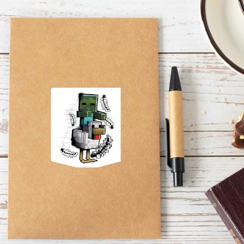 Image of Minecraft Sketched Chicken Jockey Adhesive Vinyl Decal - Fun Minecraft Sticker for Water Bottle or Laptop