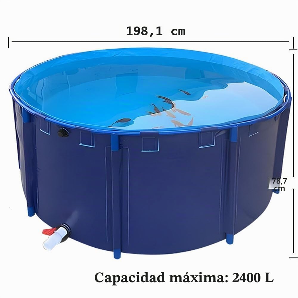 Piscina sobre el suelo con marco,Estanque de Peces de Lona Circular Engrosada,Sobre El Suelo Piscinas De Marco,Revestimiento de Estanque,Large Fish Pond Liner Gardens Piscinas Capacidad 2400L/2*0.8m