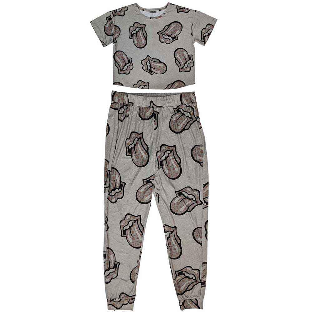 Rock Off officially licensed products The Rolling Stones Heart Tongue Pyjamas S Grey