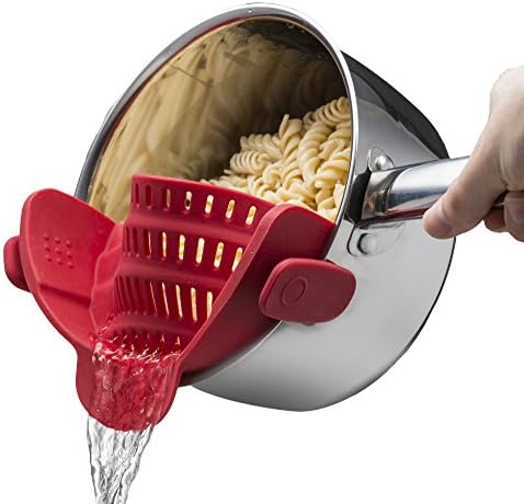 Kitchen Gizmo Snap N Strain Strainer, Clip On Silicone Colander, Fits all Pots and Bowls – Red