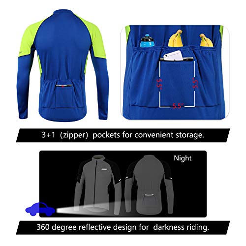 image for BERGRISAR Men's Basic Cycling Jerseys Long Sleeves Bike Bicycle Shirt 