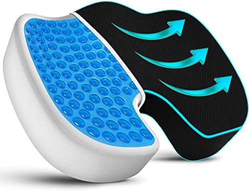 Orthopedic Gel Seat Cushion-Office Chair Cushion w/90% More Memory Foam for Sitting Comfort-Ergonomic for Coccyx, Tailbone, Sciatica & Back Pain Relief Perfect for Car, Truck, Wheelchair, Desk (Black)