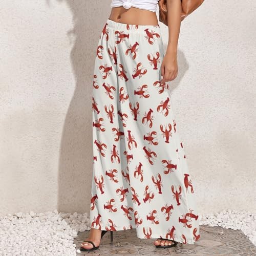 Palazzo Pants for Women - Lobster Womens Wide Leg Baggy Pants, Comfy Casual Lounge Pants2