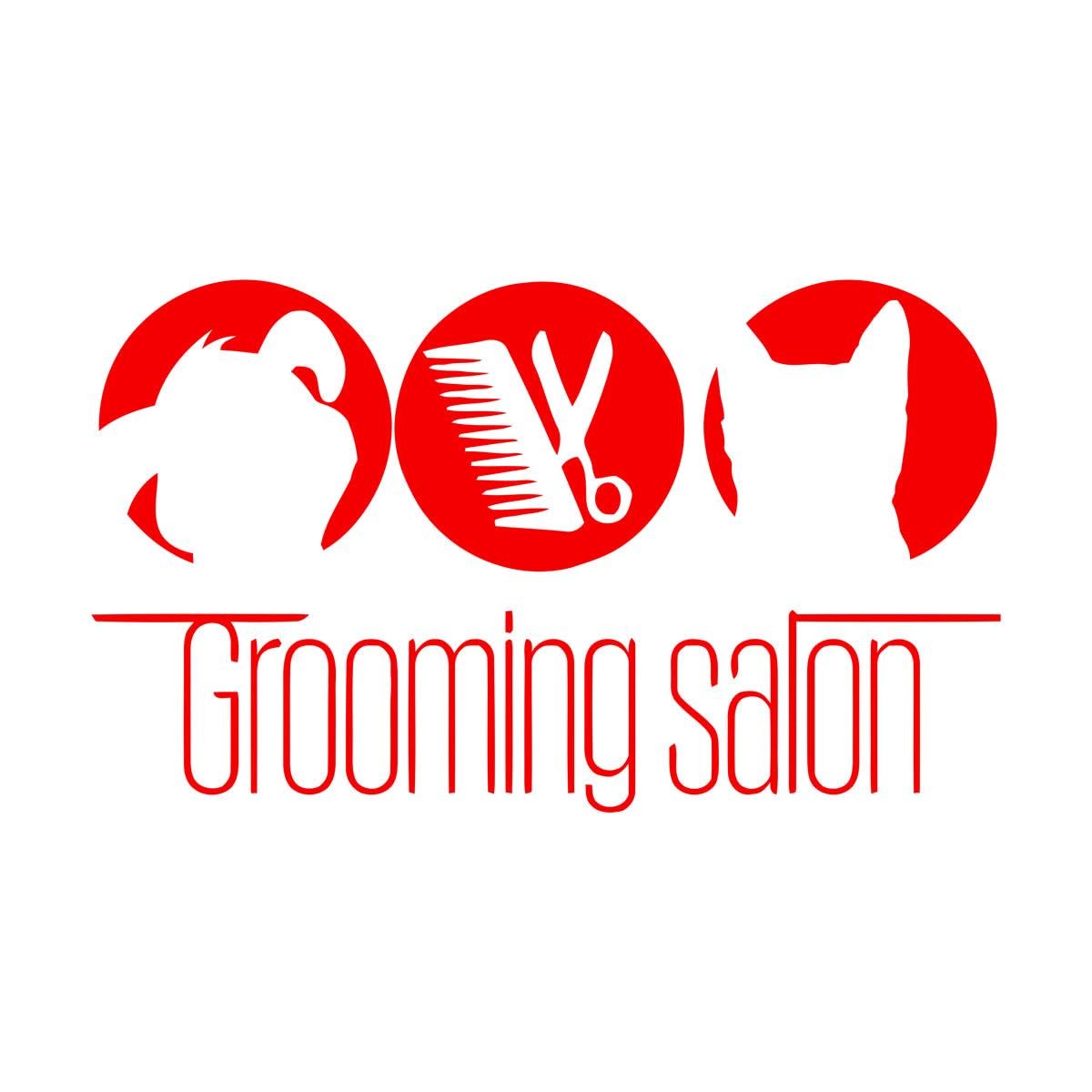 Engraving Decals Pet Grooming Salon Animals Dog Cat Pet Shop Logo 72x121.1cm Multiple Size Options Extra Large red