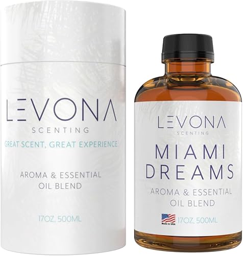 Levona Scent Aceites esenciales para difusores para el hogar Miami Dreams Hotel & Home Luxury Scents - Aceite aromático con notas de aceite de