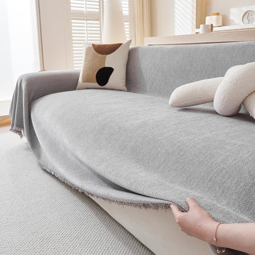Couverture chenille naturelle extra large 220x340 pour lit et chaise - 3